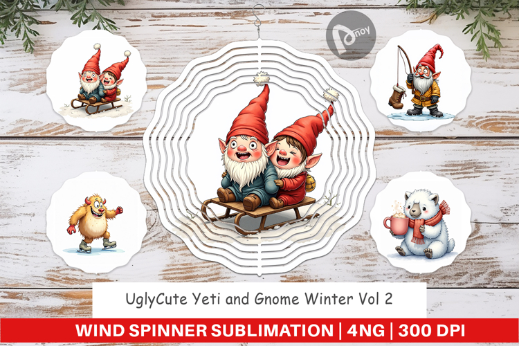 Yeti & Gnome Winter Games Wind Spinner