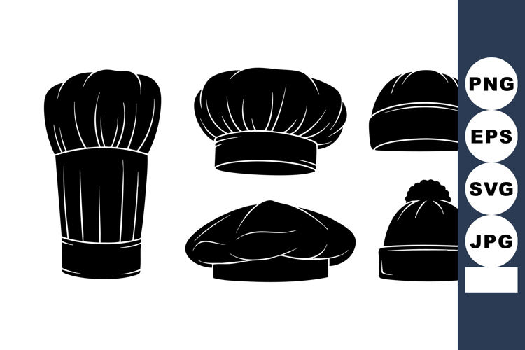 Vector Set of Chef Hats and Winter Knit Caps