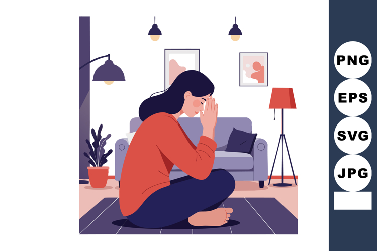 Woman Meditating Clipart Image 11