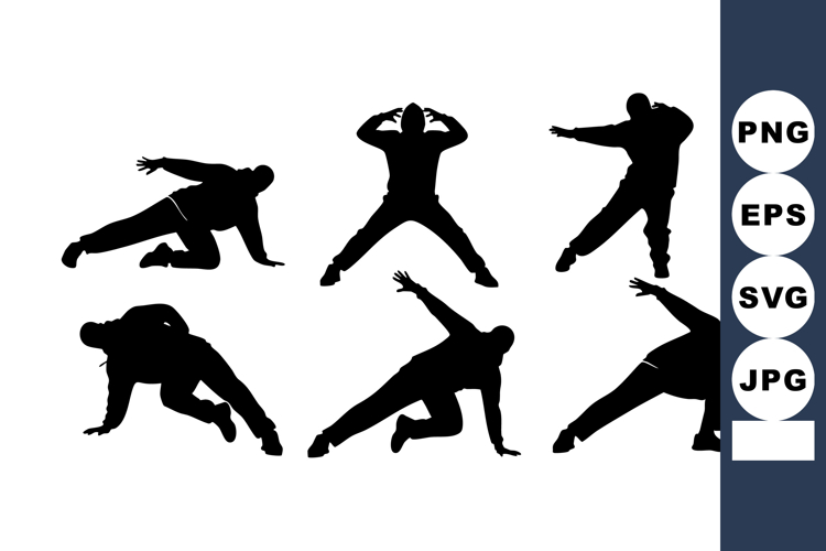 Black Silhouette Dancers Breakdance Poses Urban