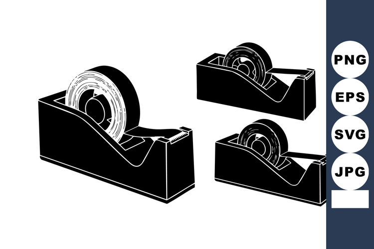 Black Silhouette Tape Dispenser Vector Set