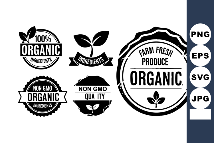 Organic Ingredients Badges Labels with Quality Seals