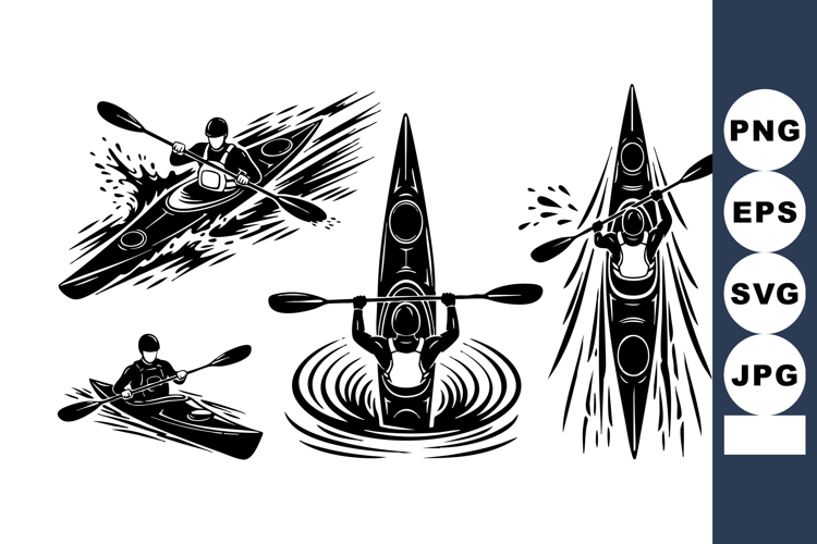 Kayaking Sport Vector Illustration with Paddler
