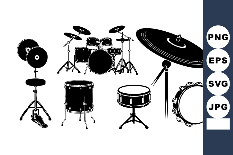 Drum Set Silhouette Vector Illustration Music