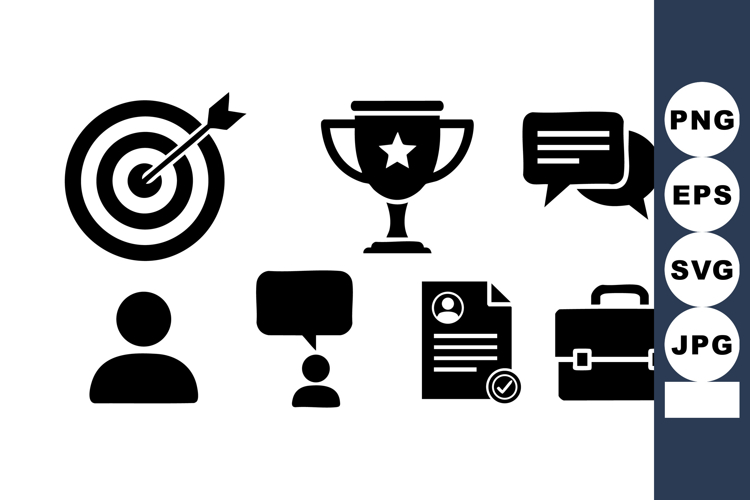 Business Communication Icons Target Trophy Chat User