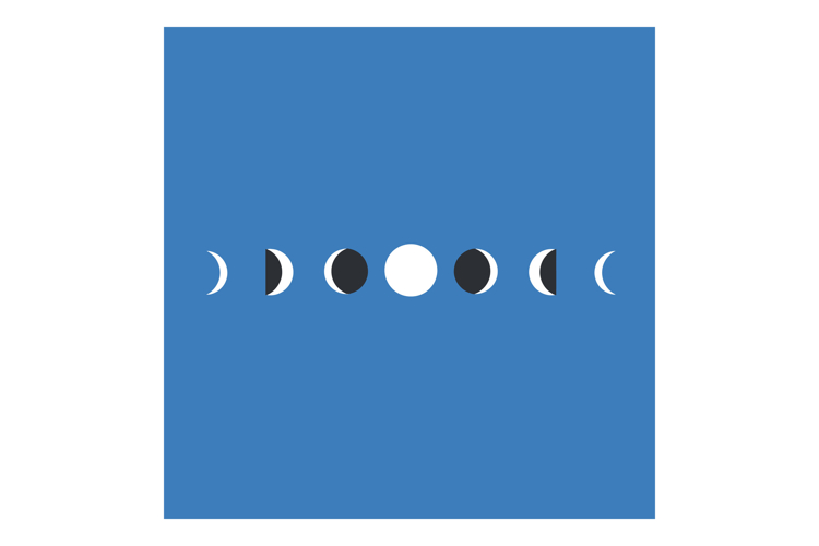 Lunar phases sequence in minimal flat design showing moon cy example image 1