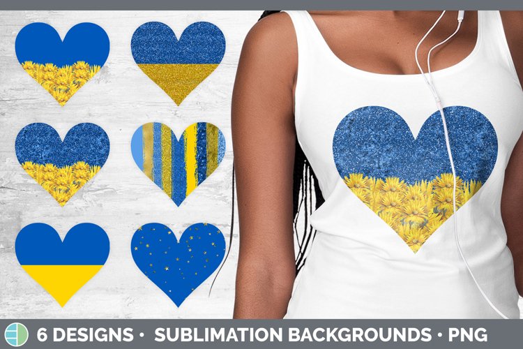 Ukraine Hearts Clipart | Ukraine Flag Sublimation Designs