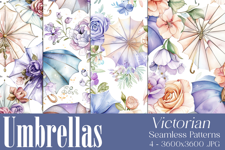 Umbrella Patterns, Pretty Flowers Seamless Patterns, s1