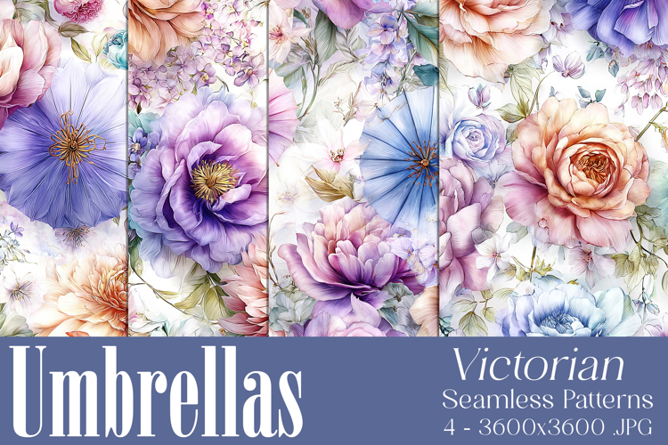 Umbrella Patterns, Pretty Flowers Seamless Patterns, s10