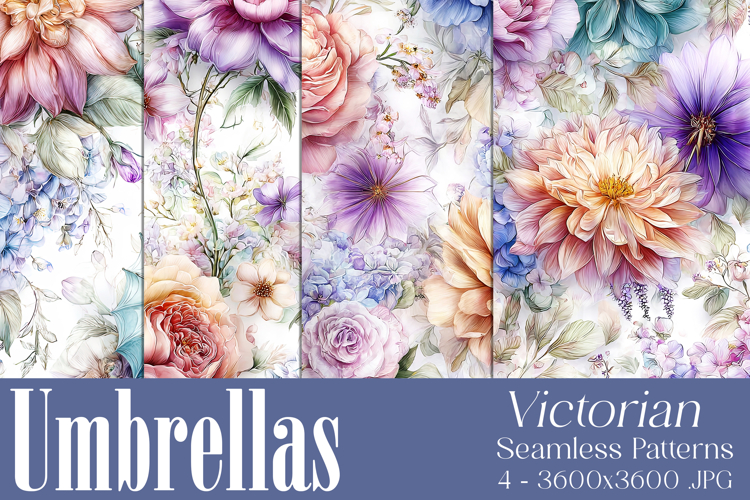 Umbrella Patterns, Pretty Flowers Seamless Patterns, s11