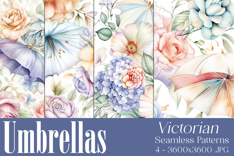 Umbrella Patterns, Pretty Flowers Seamless Patterns, s12