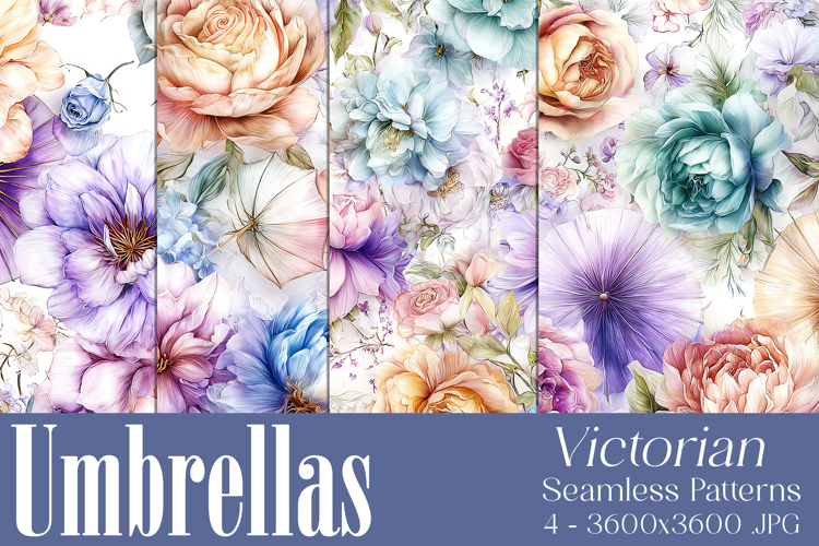 Umbrella Patterns, Pretty Flowers Seamless Patterns, s4