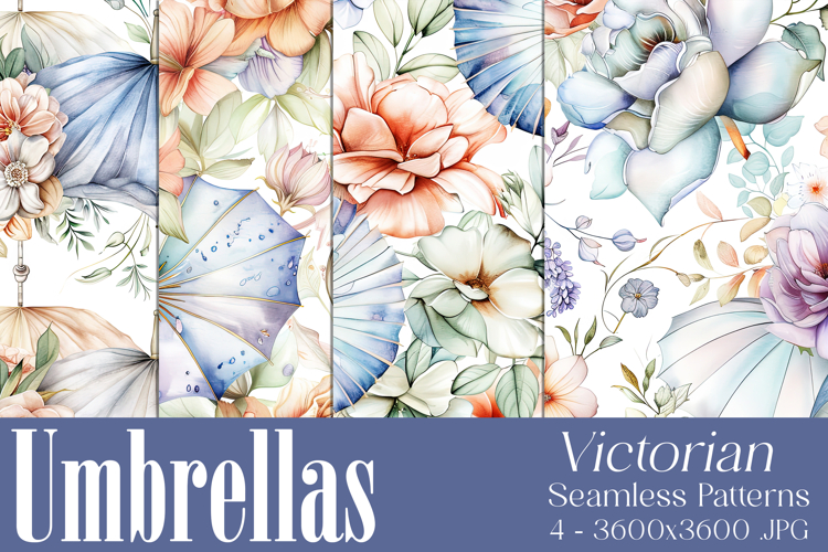 Umbrella Patterns, Pretty Flowers Seamless Patterns, s5