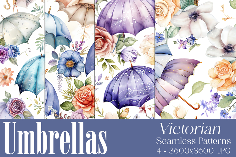 Umbrella Patterns, Pretty Flowers Seamless Patterns, s6