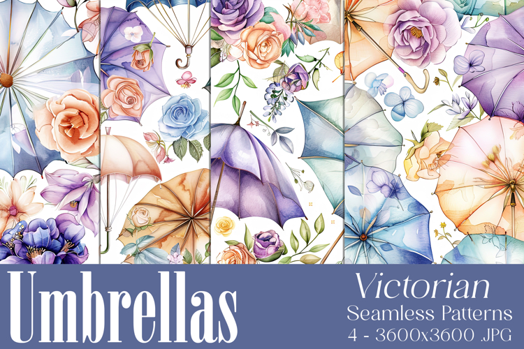 Umbrella Patterns, Pretty Flowers Seamless Patterns, s7