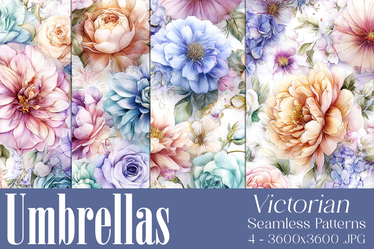 Umbrella Patterns, Pretty Flowers Seamless Patterns, s8