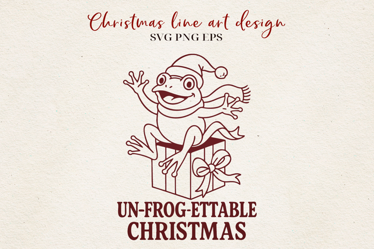 Funny Frog Christmas Line Art | Holiday Pun Design SVG PNG
