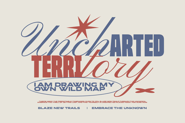 Uncharted Territory Retro Typography Quote T shirt example image 1