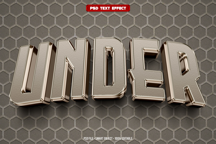 Under 3D editable text effect