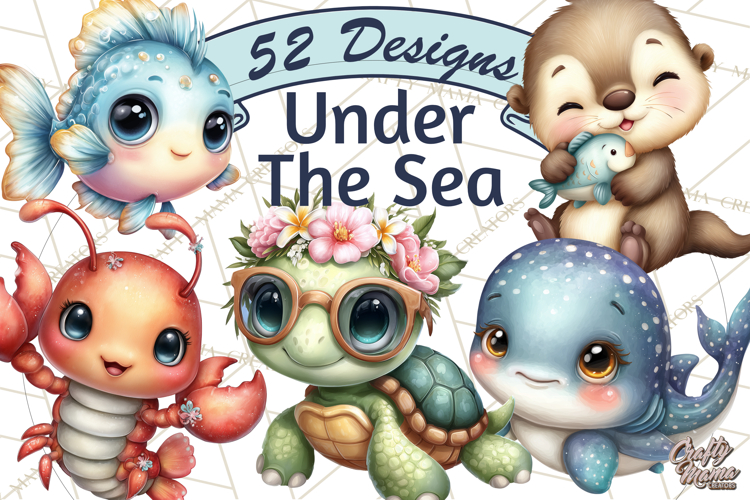 Under the Sea Babies Clipart PNG, Animal Clipart PNG