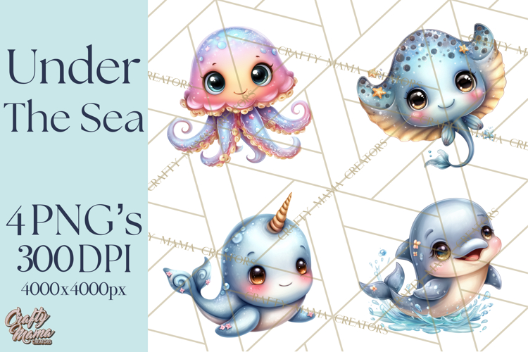 Under the Sea Babies Clipart PNG, Animal Clipart PNG