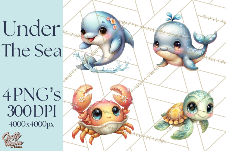 Under the Sea Babies Clipart PNG, Animal Clipart PNG