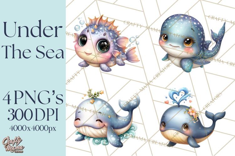 Under the Sea Babies Clipart PNG, Animal Clipart PNG