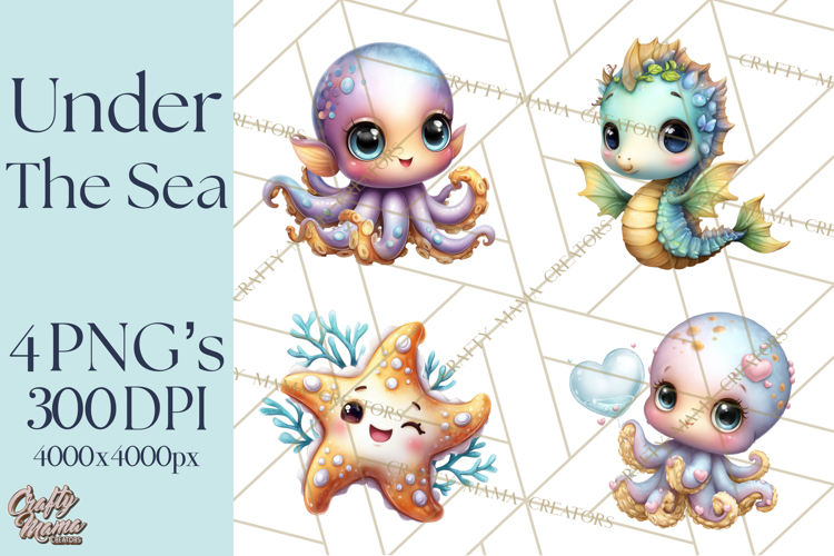 Under the Sea Babies Clipart PNG, Animal Clipart PNG