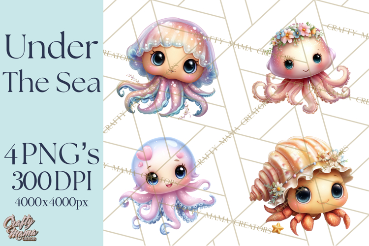 Under the Sea Babies Clipart PNG, Animal Clipart PNG