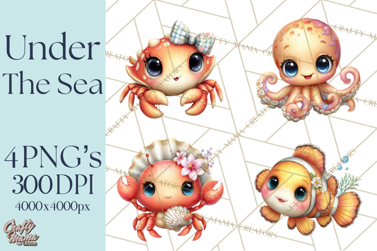 Under the Sea Babies Clipart PNG, Animal Clipart PNG