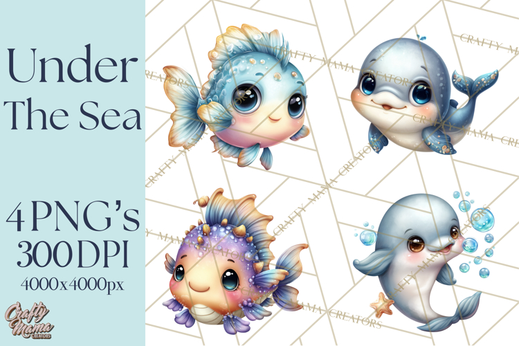 Under the Sea Babies Clipart PNG, Animal Clipart PNG