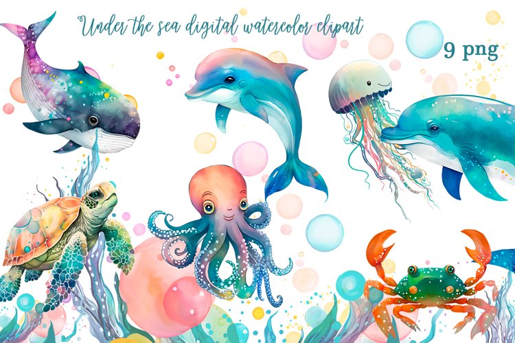 Under the sea digital clipart, sea clipart, summer clipart example image 1