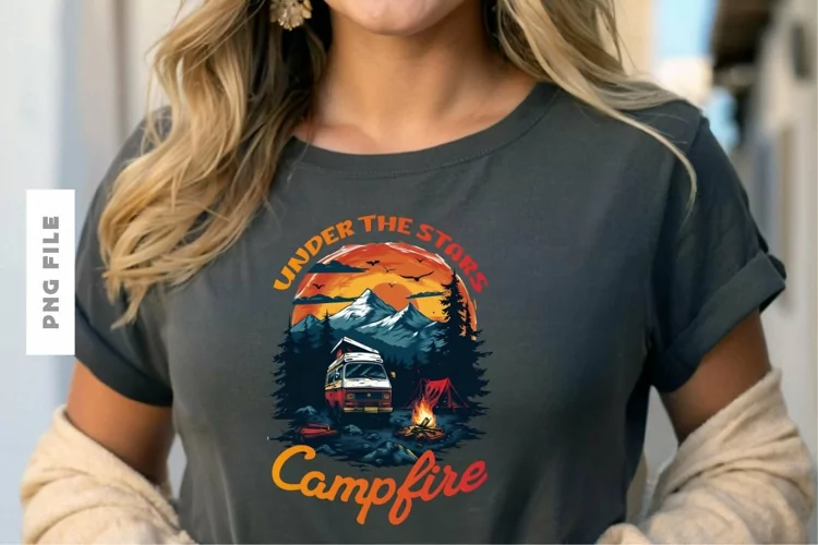 Under The Stars Campfire T shirt Design