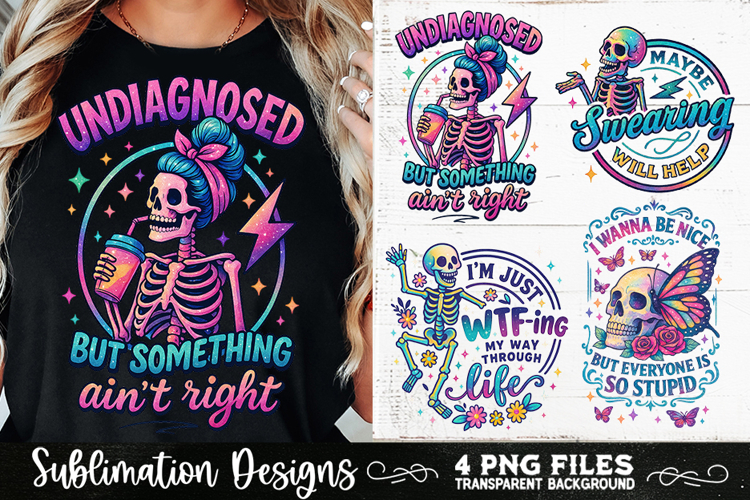 Funny Skeletons Sarcastic Retro PNG Sublimation