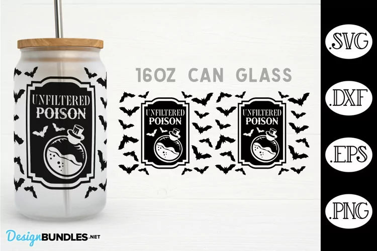 Poison Halloween Wrap For 16 oz Can Glass SVG