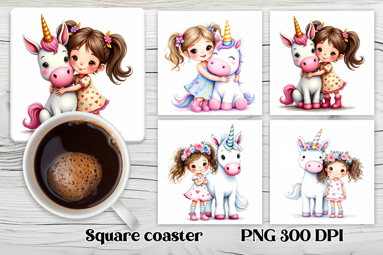Unicorn baby square coaster | Unicorn coaster sublimation