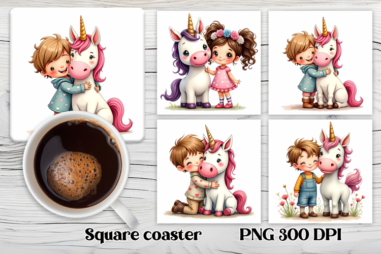 Unicorn baby square coaster | Unicorn coaster sublimation