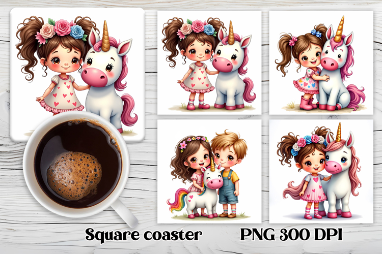 Unicorn baby square coaster | Unicorn coaster sublimation