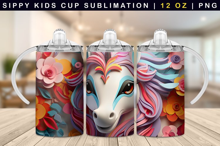 Unicorn Sippy Cup Sublimation Wrap 12 Oz