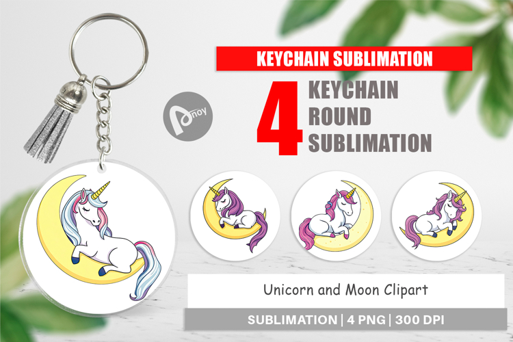 Keychain Unicorn   Moon