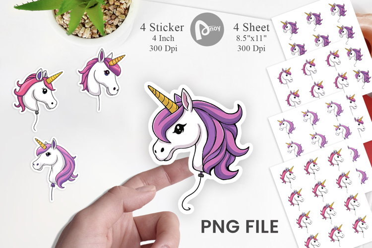 Unicorn Balloon Sticker