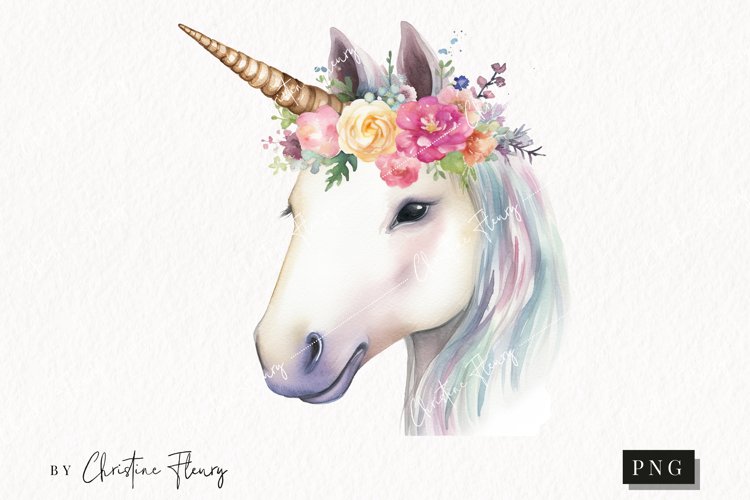 Watercolor Unicorn Clipart | Watercolor Animal PNG