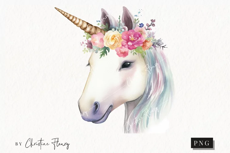 Watercolor Unicorn Clipart | Watercolor Animal PNG