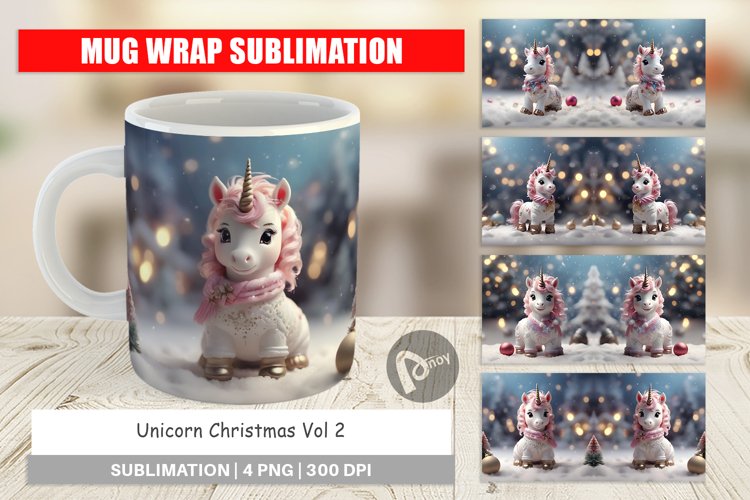 Mug sublimation design Unicorn Christmas