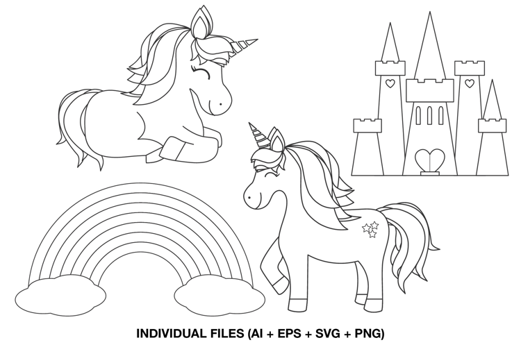 Unicorn Coloring Pages Clipart, Kids Line Art, Outline Png