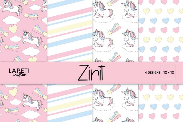 Unicorn Digital Paper for Party Invitations and Decorations