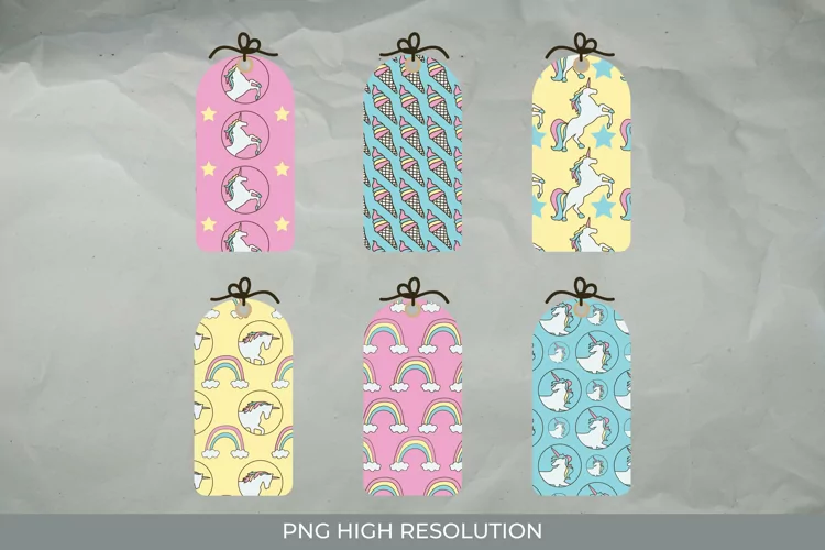 Unicorn Element Patterned Shaped Tag