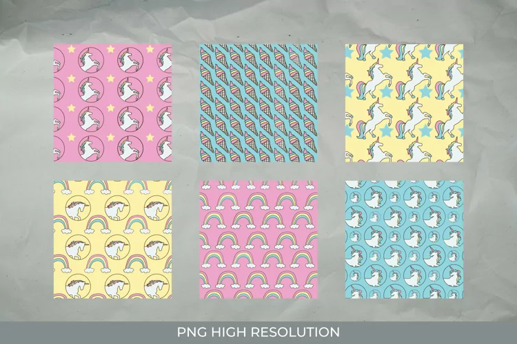 Unicorn Element Seamless Pattern Paper Pack