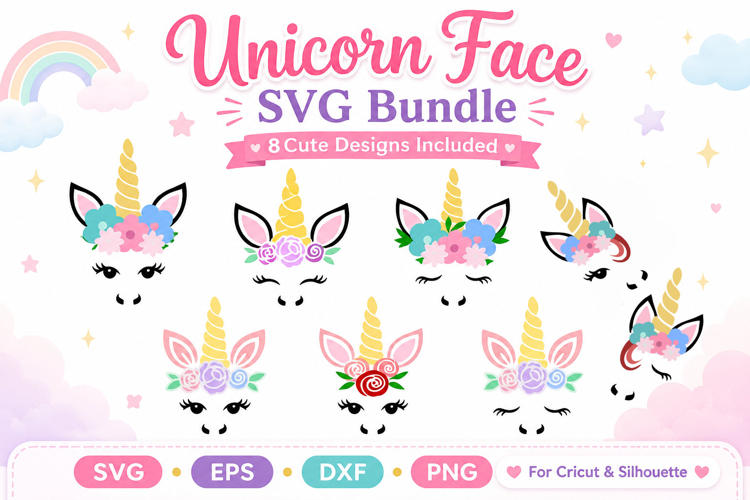 Unicorn face svg Bundle | Unicorn svg