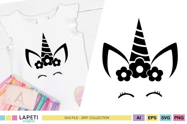 Unicorn Head SVG for Girls Shirt, One Color Vinyl Cut File